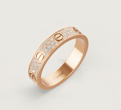 [⭐Reverie Jewels]LOVE RING 4mm-wide full-diamond ring Rose Gold