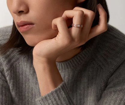 [⭐Reverie Jewels]LOVE RING 4mm-wide full-diamond ring Rose Gold