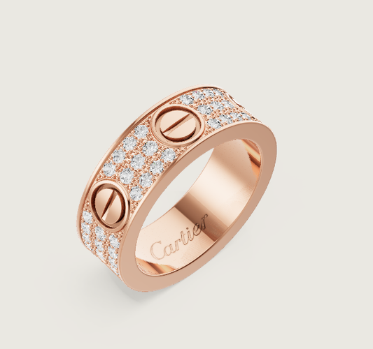 [⭐Reverie Jewels]LOVE RING 6.5mm-wide full-diamond ring Rose Gold