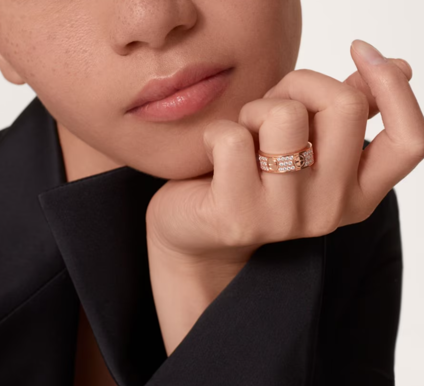 [⭐Reverie Jewels]LOVE RING 6.5mm-wide full-diamond ring Rose Gold