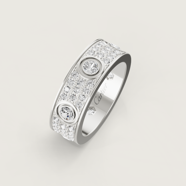 [⭐Reverie Jewels]LOVE RING 6.5MM Full Diamond, 6 Major Diamonds Silver