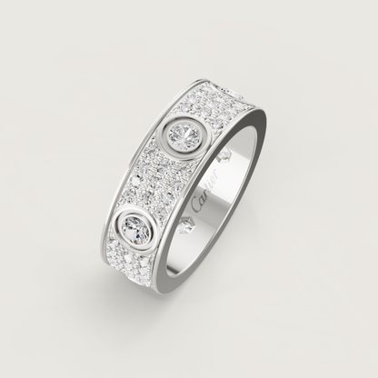 [⭐Reverie Jewels]LOVE RING 6.5MM Full Diamond, 6 Major Diamonds Silver