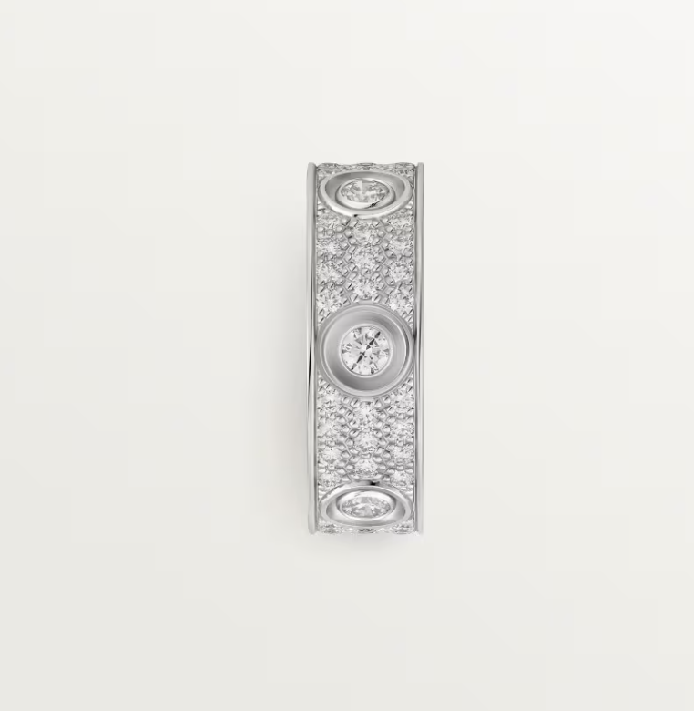 [⭐Reverie Jewels]LOVE RING 6.5MM Full Diamond, 6 Major Diamonds Silver