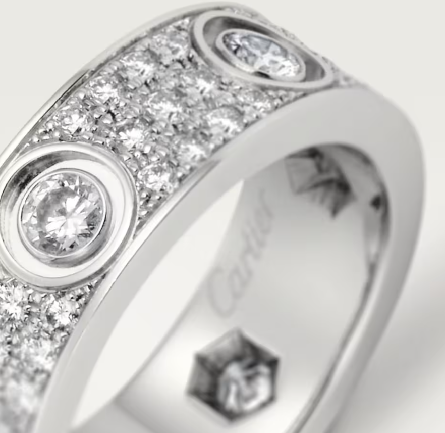 [⭐Reverie Jewels]LOVE RING 6.5MM Full Diamond, 6 Major Diamonds Silver