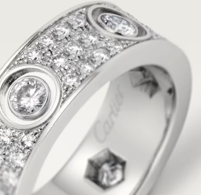 [⭐Reverie Jewels]LOVE RING 6.5MM Full Diamond, 6 Major Diamonds Silver