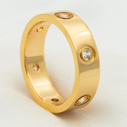 [⭐Reverie Jewels]LOVE RING 5.5MM 6 DIAMONDS PINK GOLD