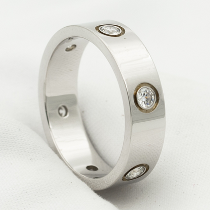 [⭐Reverie Jewels]LOVE RING 5.5MM 6 DIAMONDS SILVER