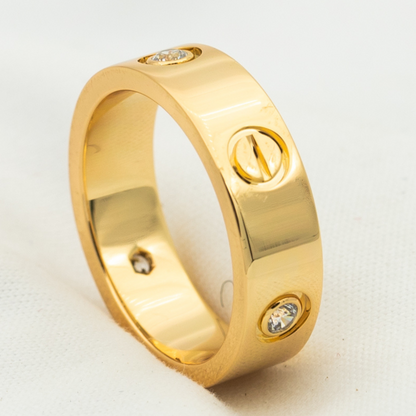 [⭐Reverie Jewels]LOVE RING 5.5MM 3 DIAMONDS PINK GOLD