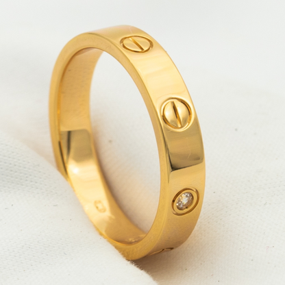 [⭐Reverie Jewels]LOVE RING 4MM 1 DIAMOND PINK GOLD