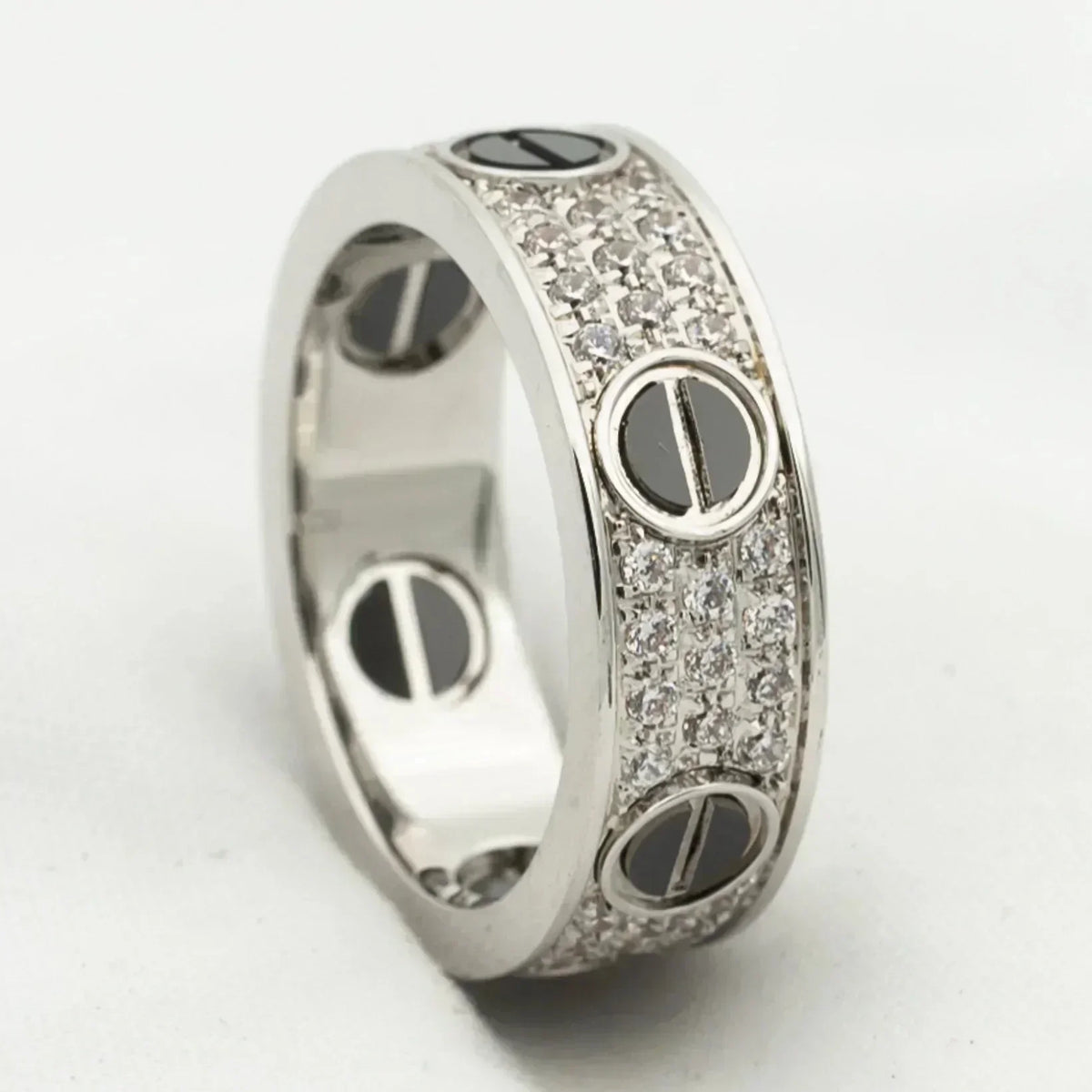 [⭐Reverie Jewels]LOVE RING 5.5MM DIAMONDS PAVED CERAMIC