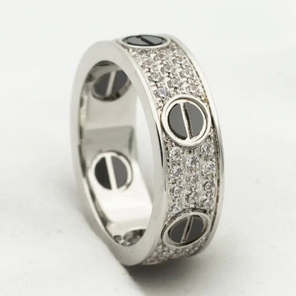 [⭐Reverie Jewels]LOVE RING 5.5MM DIAMONDS PAVED CERAMIC
