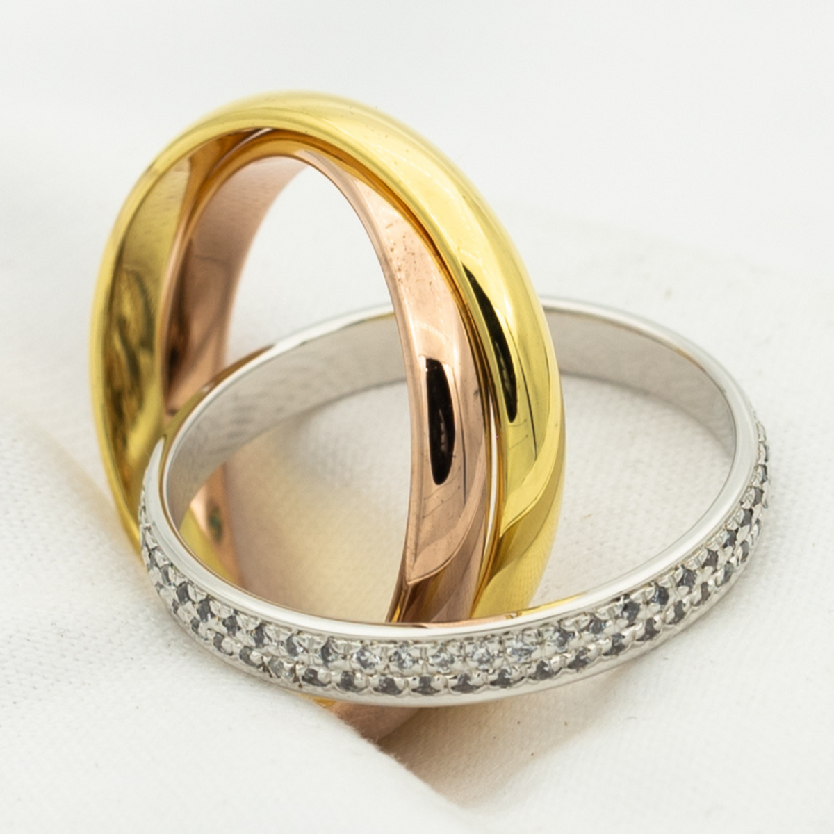 [⭐Reverie Jewels Jewelry]TRINITY RING GOLD PINK GOLD SILVER DIAMONDS