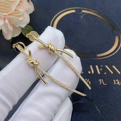 [Reverie Jewels]KNOT DROP EARRINGS IN YELLOW GOLD WITH DIAMONDS