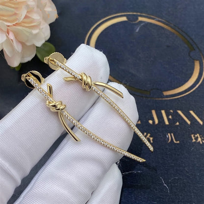 [Reverie Jewels]KNOT DROP EARRINGS IN YELLOW GOLD WITH DIAMONDS