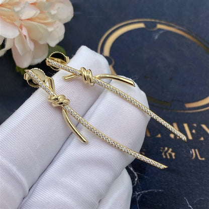 [Reverie Jewels]KNOT DROP EARRINGS IN YELLOW GOLD WITH DIAMONDS
