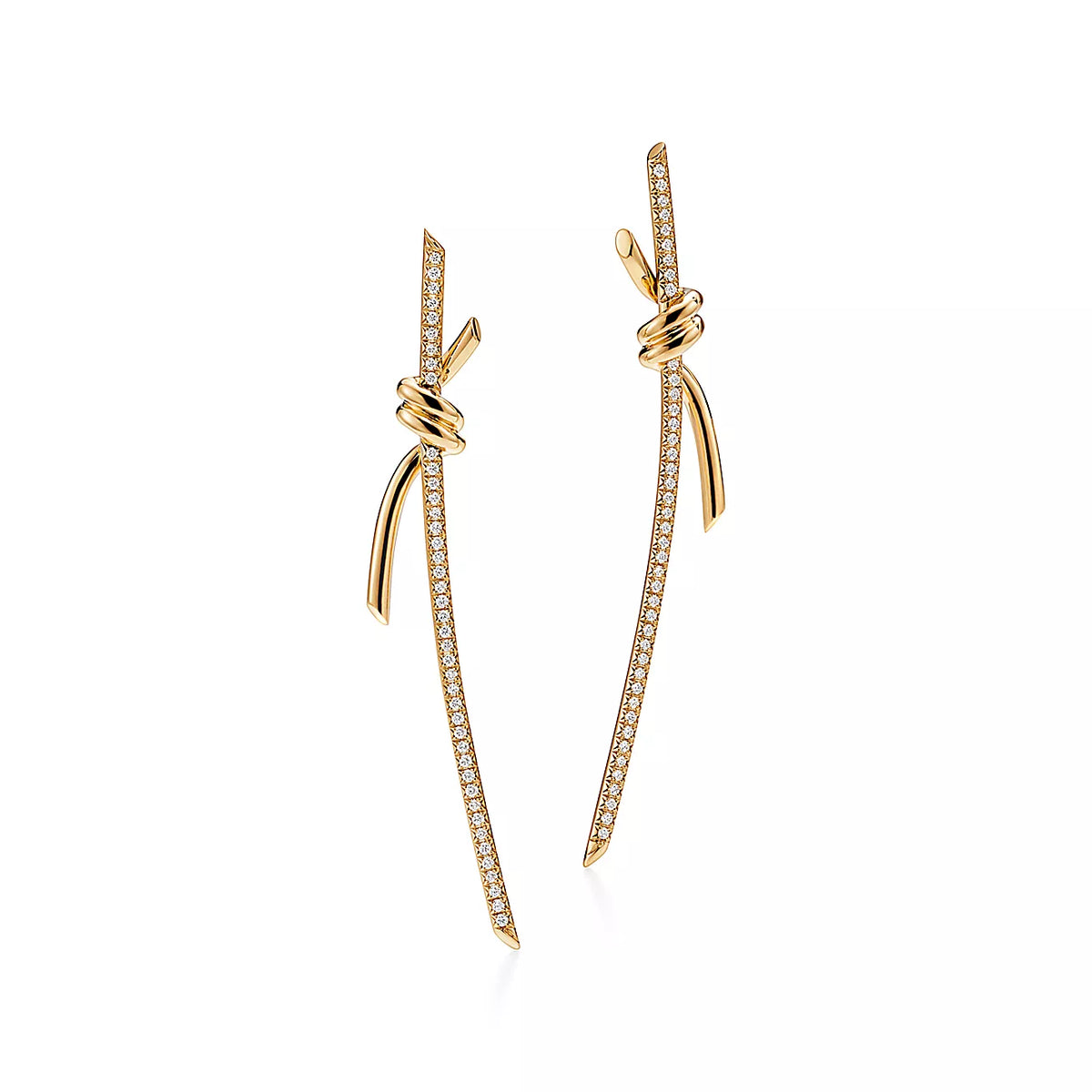 [Reverie Jewels]KNOT DROP EARRINGS IN YELLOW GOLD WITH DIAMONDS