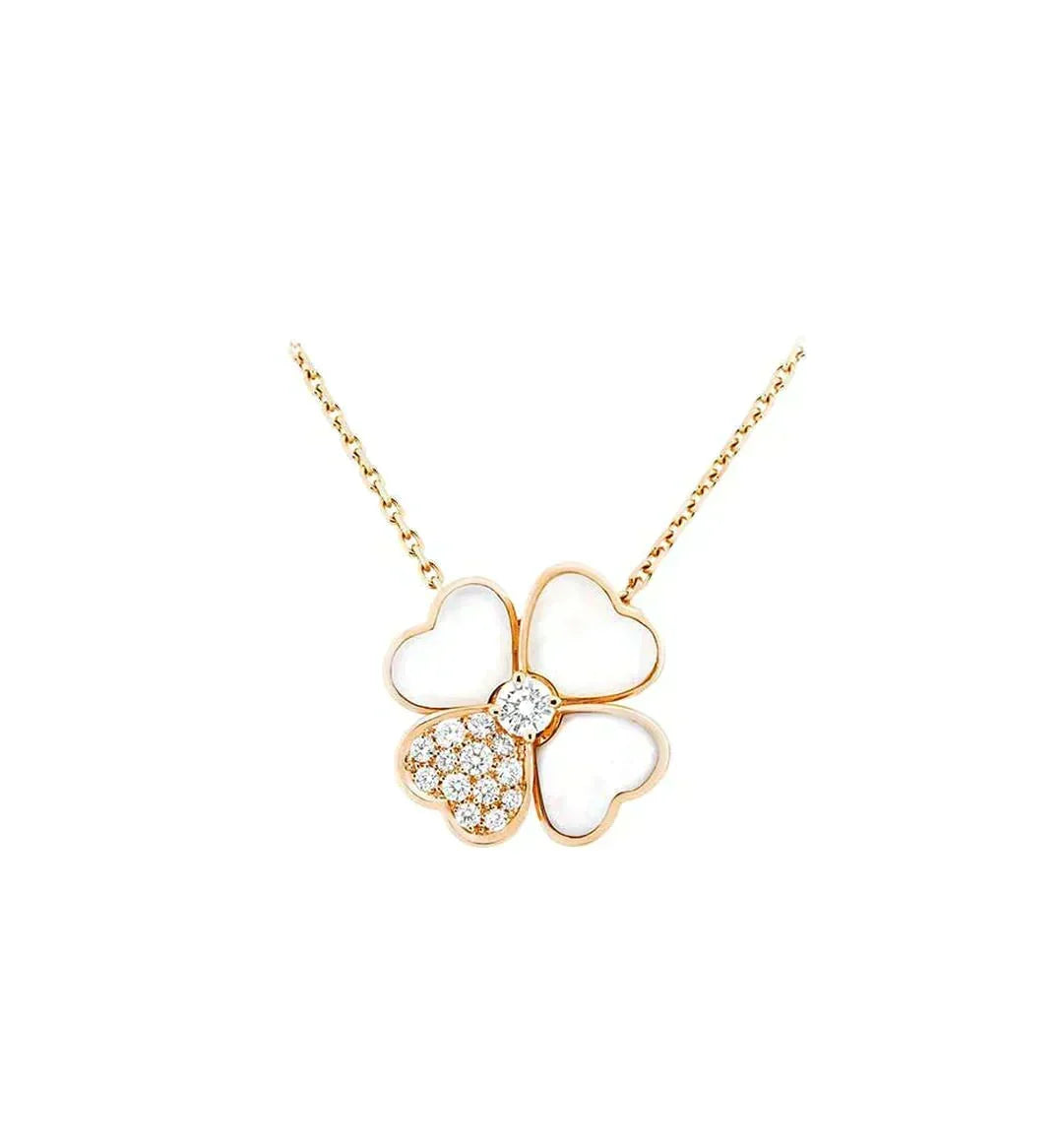 [⭐Reverie Jewels]CLOVER MOP DIAMOND ROSE GOLD NECKLACE
