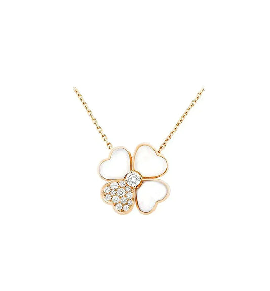 [⭐Reverie Jewels]CLOVER MOP DIAMOND ROSE GOLD NECKLACE
