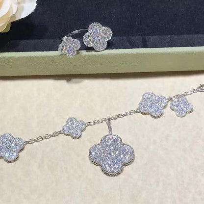 [⭐Reverie Jewels]CLOVER 6 MOTIFS SILVER DIAMOND BRACELET