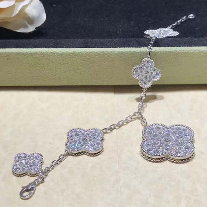 [⭐Reverie Jewels]CLOVER 6 MOTIFS SILVER DIAMOND BRACELET