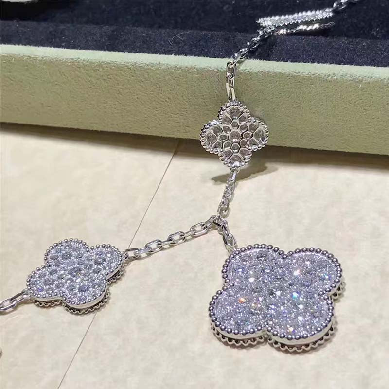 [⭐Reverie Jewels]CLOVER 6 MOTIFS SILVER DIAMOND BRACELET