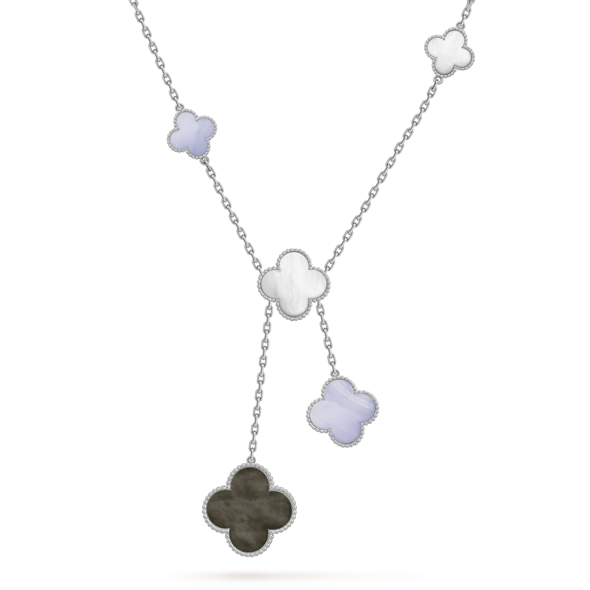 [⭐Reverie Jewels]CLOVER MOP CHALCEDONY NECKLACE SILVER 6 MOTIF