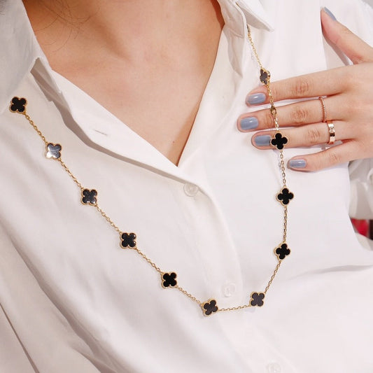 [⭐Reverie Jewels]CLOVER 20 MOTIFS ONYX ROSE GOLD