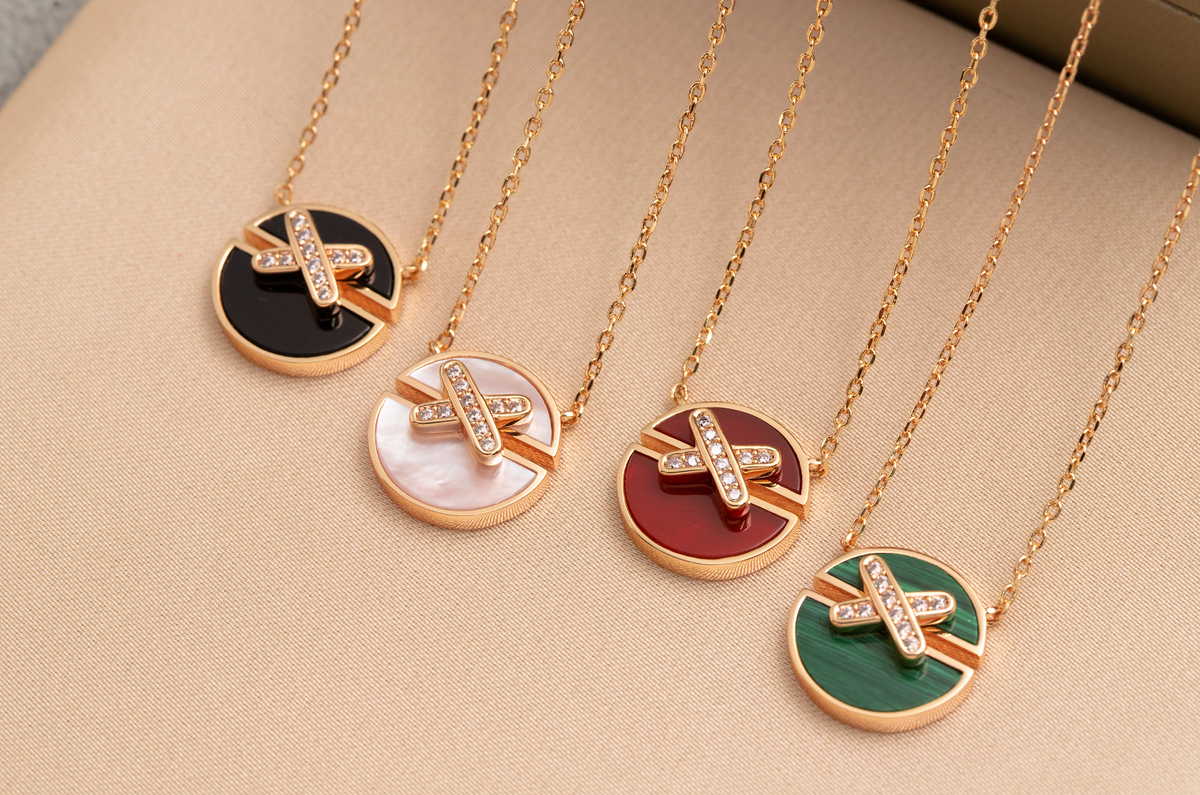 [⭐Reverie Jewels]JEUX DE PINK GOLD DIAMOND NECKLACE