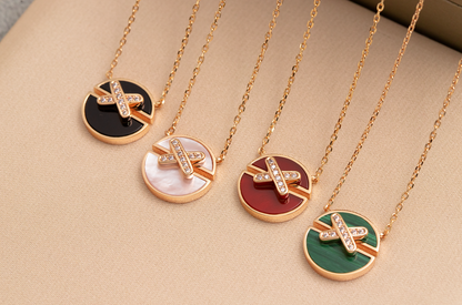 [⭐Reverie Jewels]JEUX DE PINK GOLD DIAMOND NECKLACE