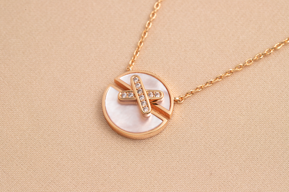 [⭐Reverie Jewels]JEUX DE PINK GOLD DIAMOND NECKLACE