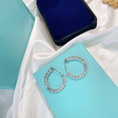 [Reverie Jewels]SILVER DIAMOND HOOP EARRINGS