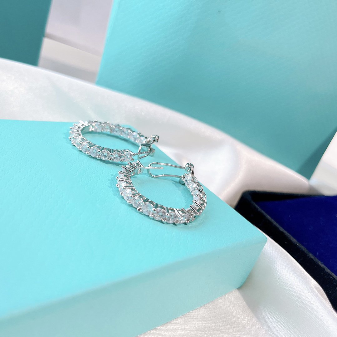 [Reverie Jewels]SILVER DIAMOND HOOP EARRINGS