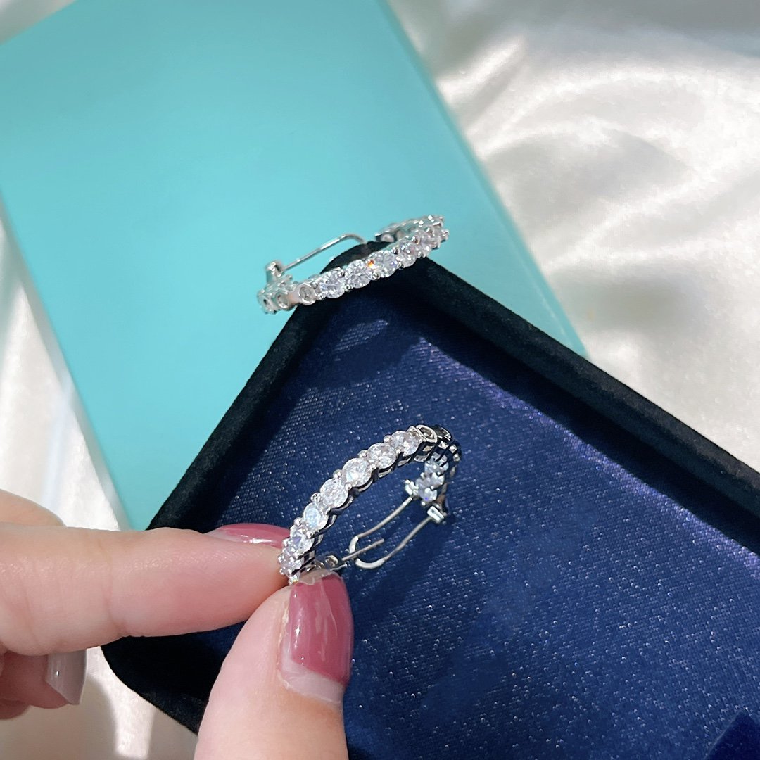[Reverie Jewels]SILVER DIAMOND HOOP EARRINGS