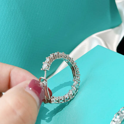 [Reverie Jewels]SILVER DIAMOND HOOP EARRINGS