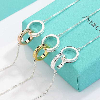 [Reverie Jewels]NECKLACE FEMALE DOUBLE RING DOUBLE CIRCLE COUPLE PENDANT