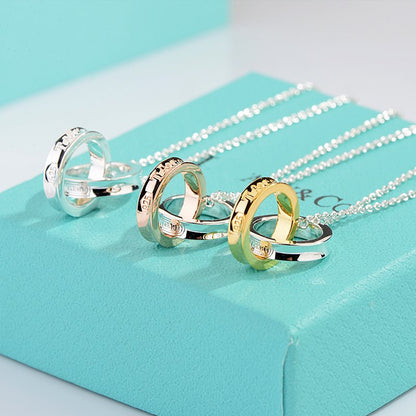 [Reverie Jewels]NECKLACE FEMALE DOUBLE RING DOUBLE CIRCLE COUPLE PENDANT