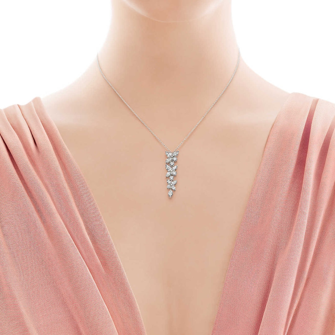 [Reverie Jewels]MIXED CLUSTER DIAMOND DROP PENDANT