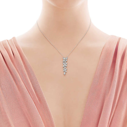 [Reverie Jewels]MIXED CLUSTER DIAMOND DROP PENDANT