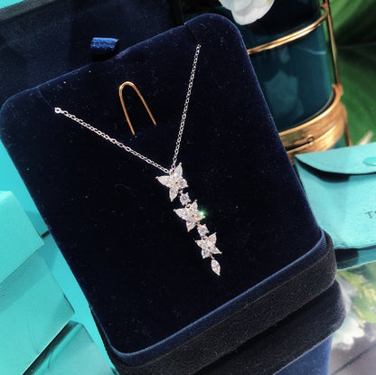 [Reverie Jewels]MIXED CLUSTER DIAMOND DROP PENDANT