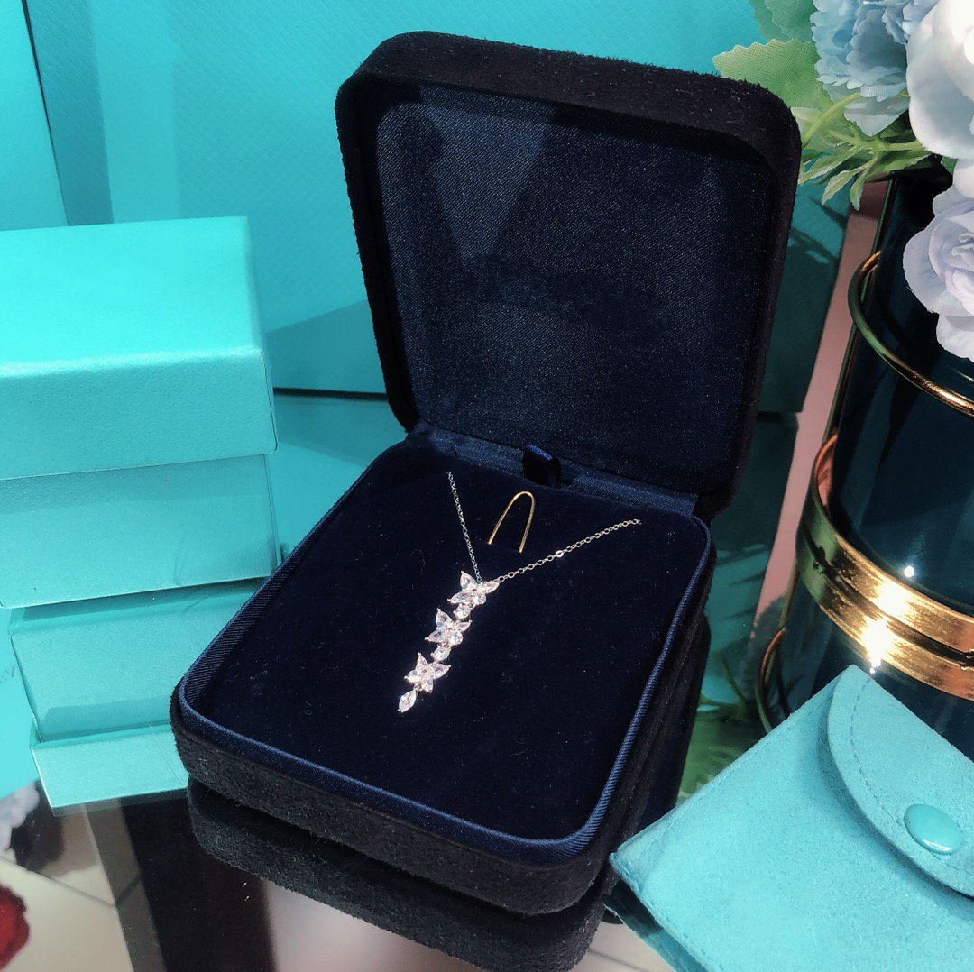 [Reverie Jewels]MIXED CLUSTER DIAMOND DROP PENDANT