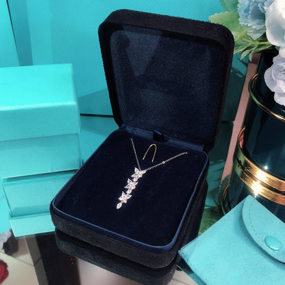 [Reverie Jewels]MIXED CLUSTER DIAMOND DROP PENDANT