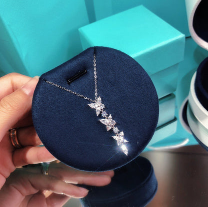 [Reverie Jewels]MIXED CLUSTER DIAMOND DROP PENDANT