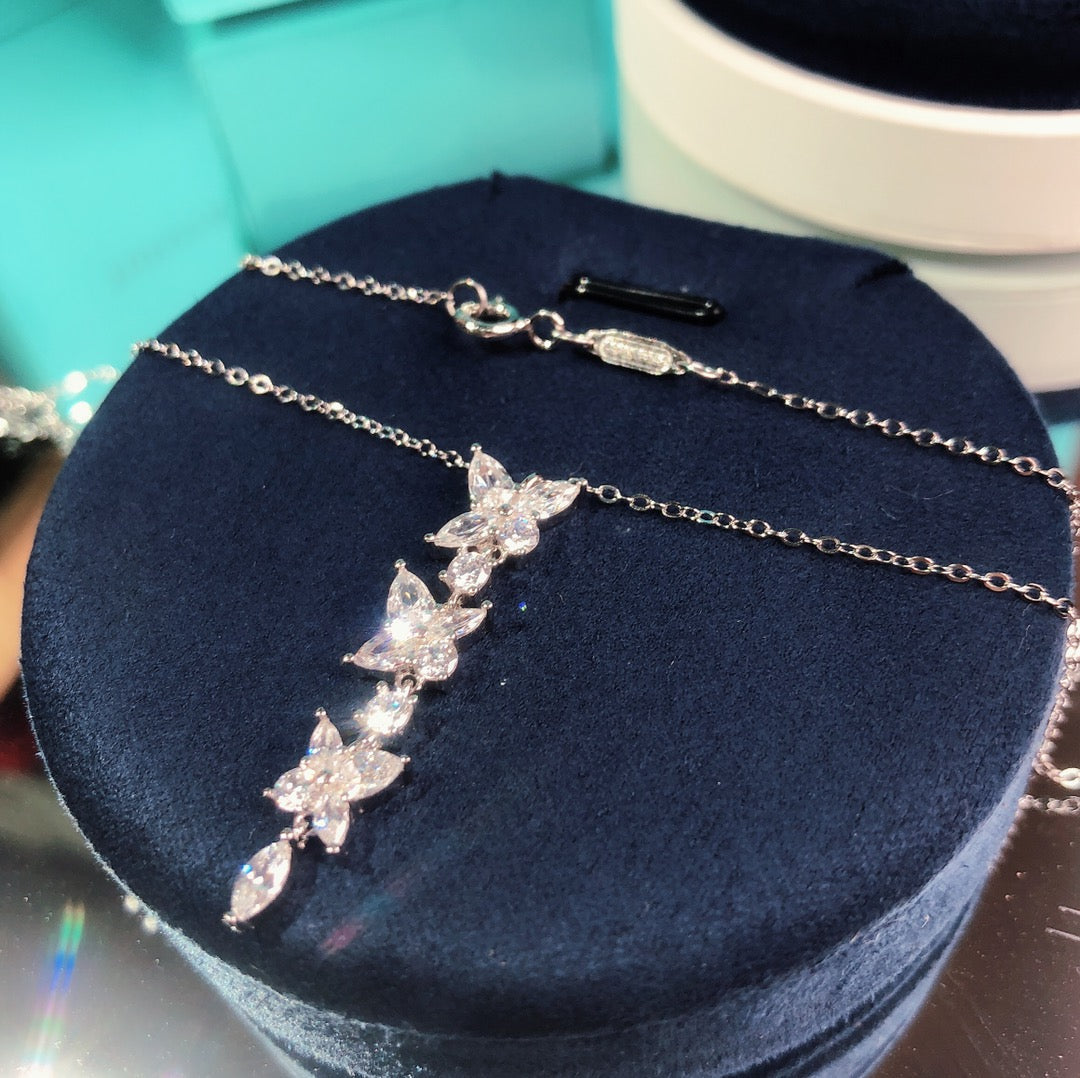 [Reverie Jewels]MIXED CLUSTER DIAMOND DROP PENDANT
