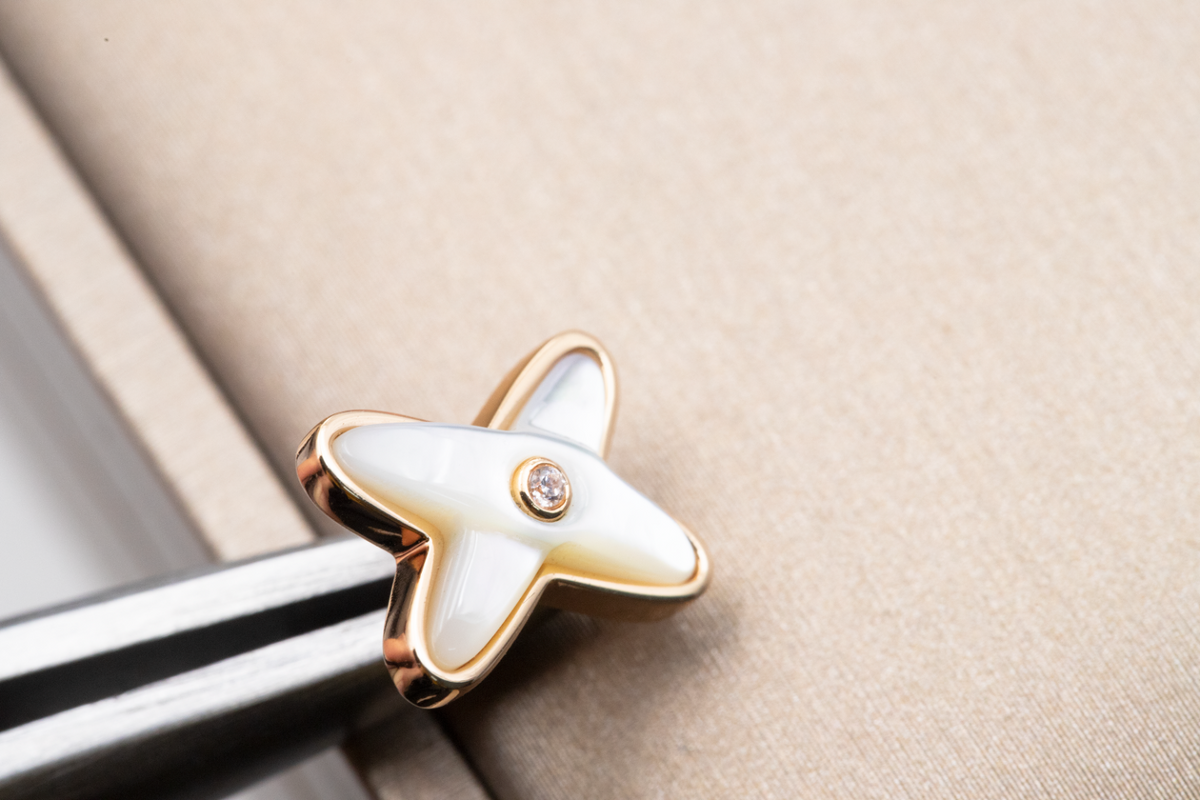 [⭐Reverie Jewels]JEUX DE WHITE MOP ROSE GOLD DIAMOND EARRINGS