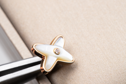 [⭐Reverie Jewels]JEUX DE WHITE MOP PINK GOLD DIAMOND EARRINGS