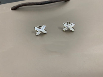 [⭐Reverie Jewels]JEUX DE WHITE MOP SILVER DIAMOND EARRINGS
