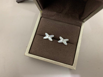 [⭐Reverie Jewels]JEUX DE WHITE MOP SILVER DIAMOND EARRINGS