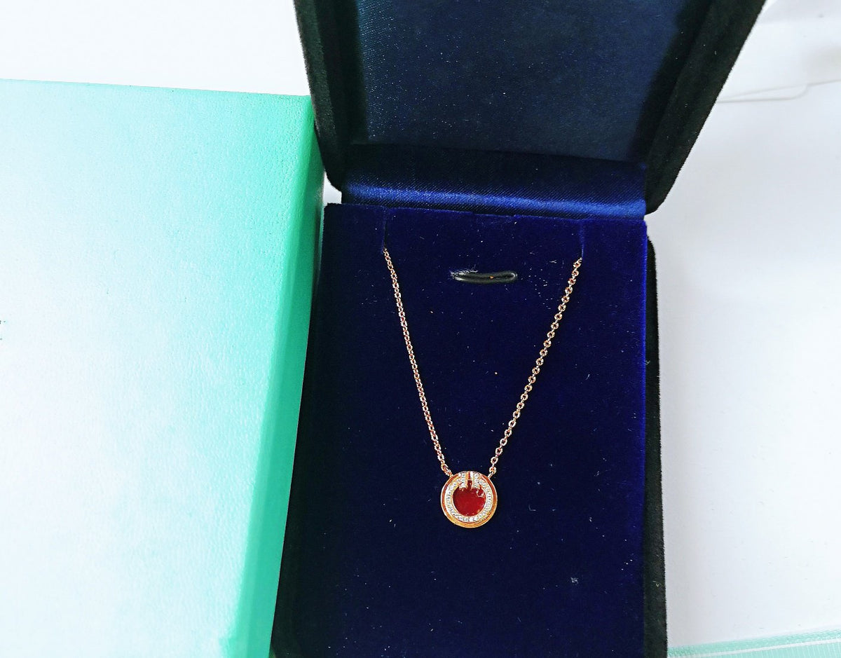 [Reverie Jewels]DIAMOND AND MOTHER PEARL CIRCLE NECKLACE PENDANT