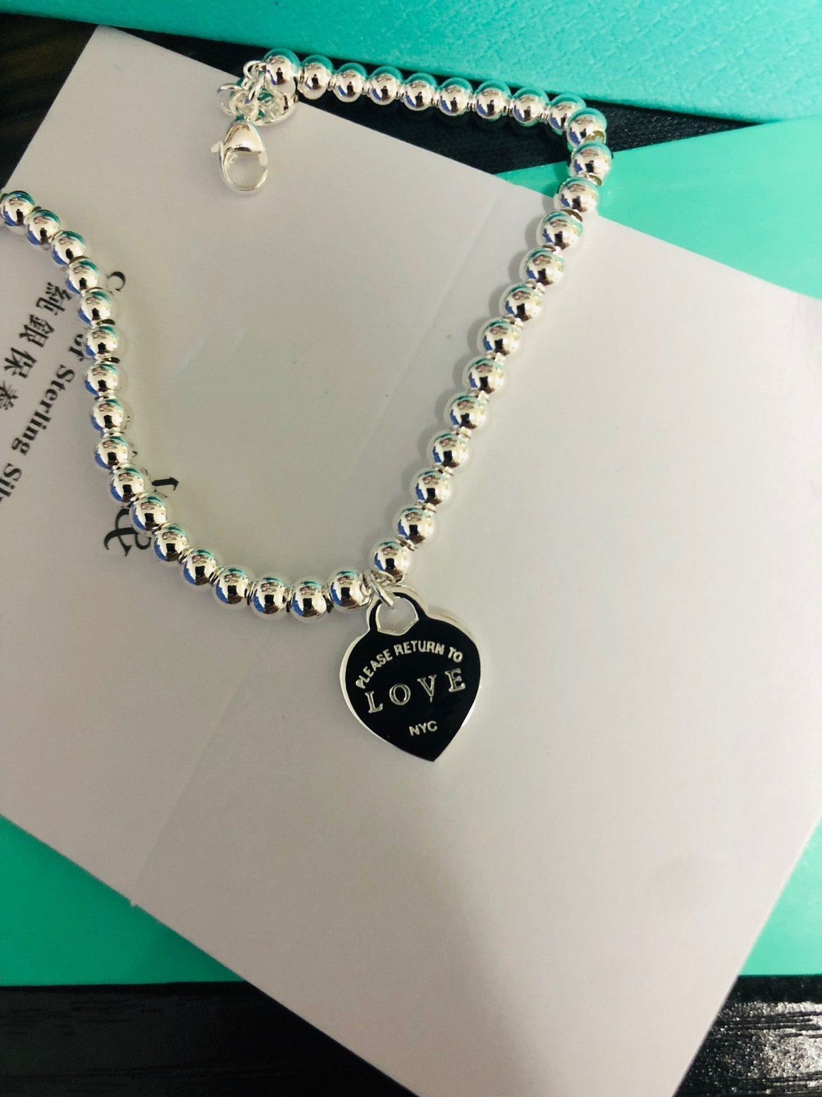 [Reverie Jewels]LOVE TIFFANY RED HEART TAG BEAD BRACELET