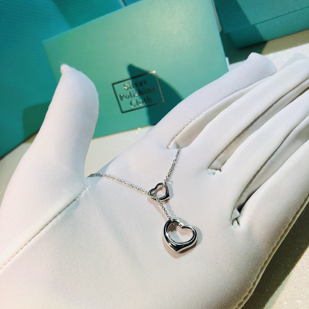 [Reverie Jewels]OPEN HEART LARIAT NECKLACE SILVER